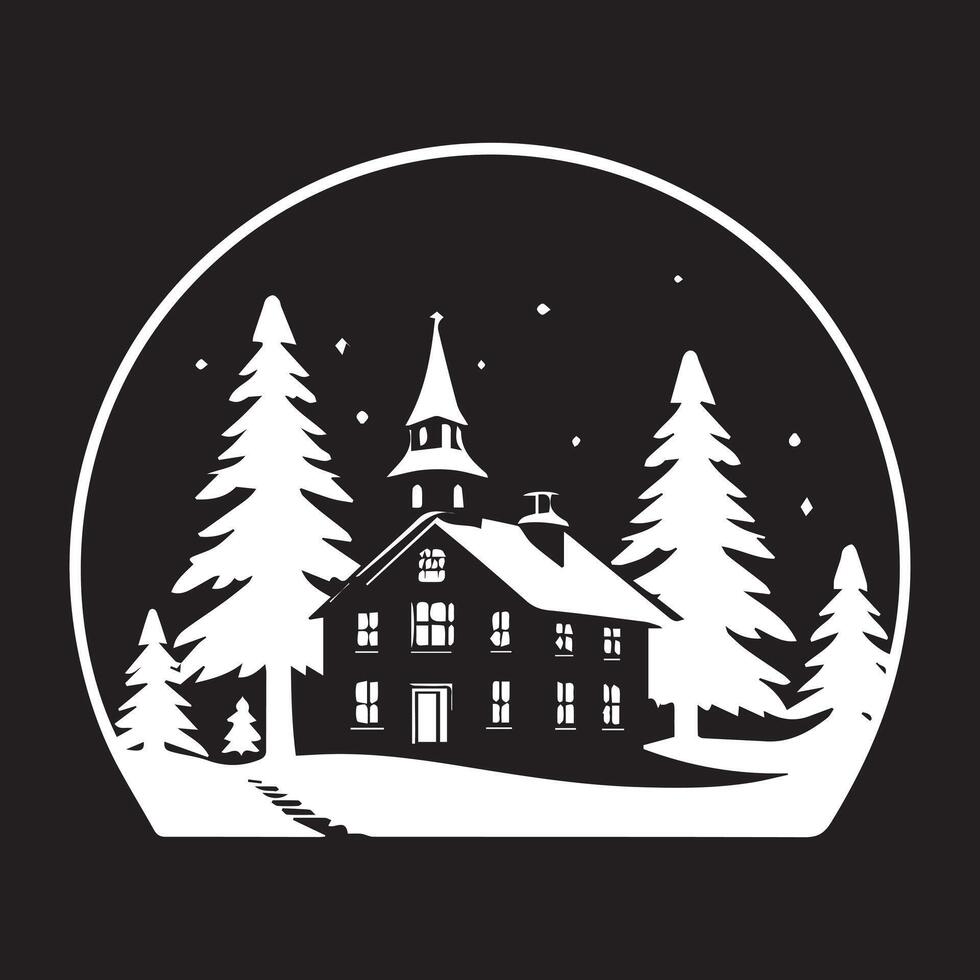 winter house silhouette design vector