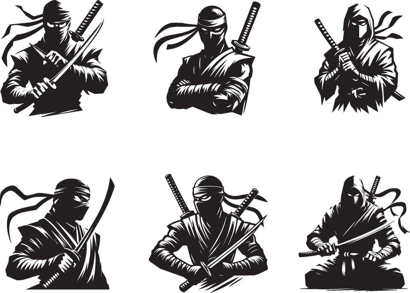 Ninja sword silhouette design vector