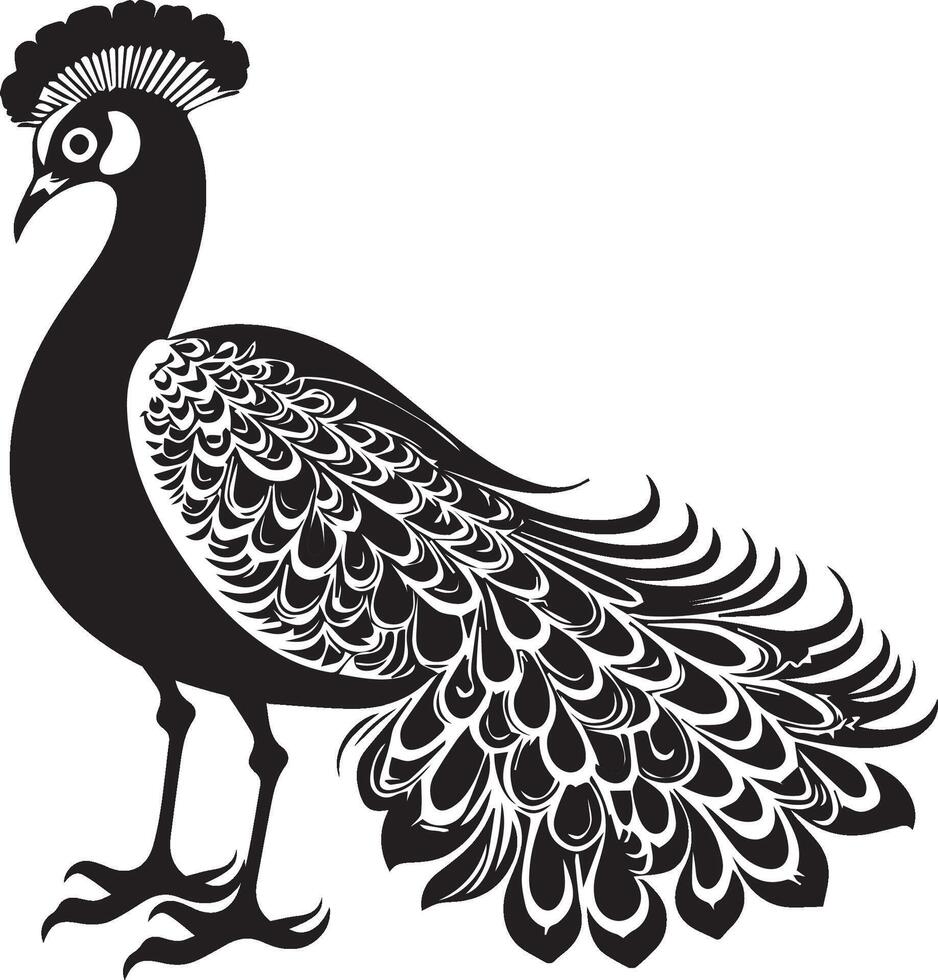 Elegant peacock feather silhouette vector
