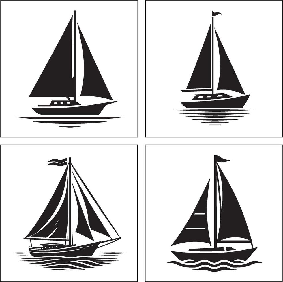 Four sailboats in different shapes on a white background vector