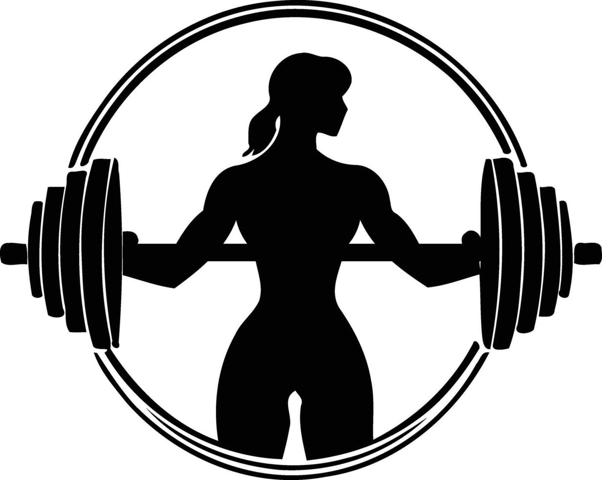 Black and white logotype gym silhouette design vector