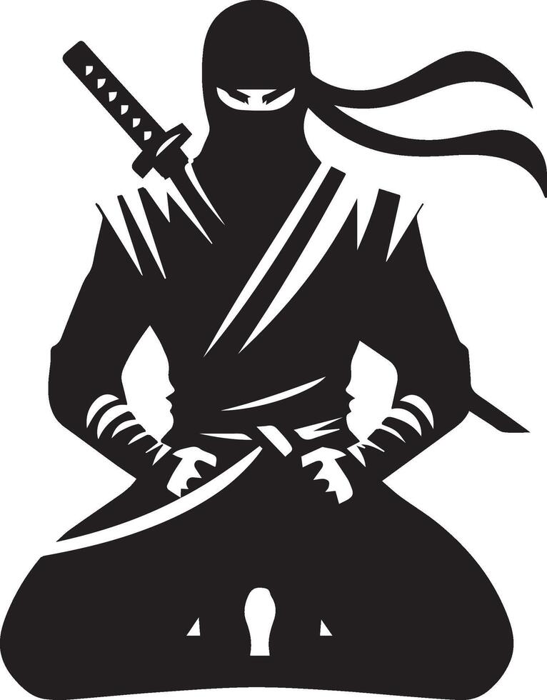 Silhouette of a ninja with swords design vector
