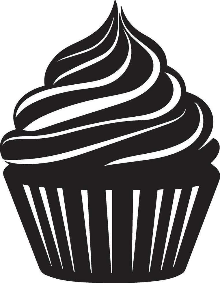 A black and white cupcake silhouette design vector
