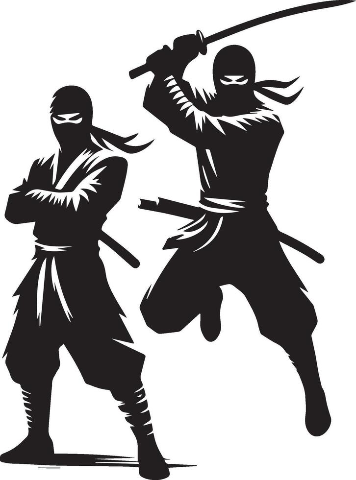 Ninja sword silhouette art vector