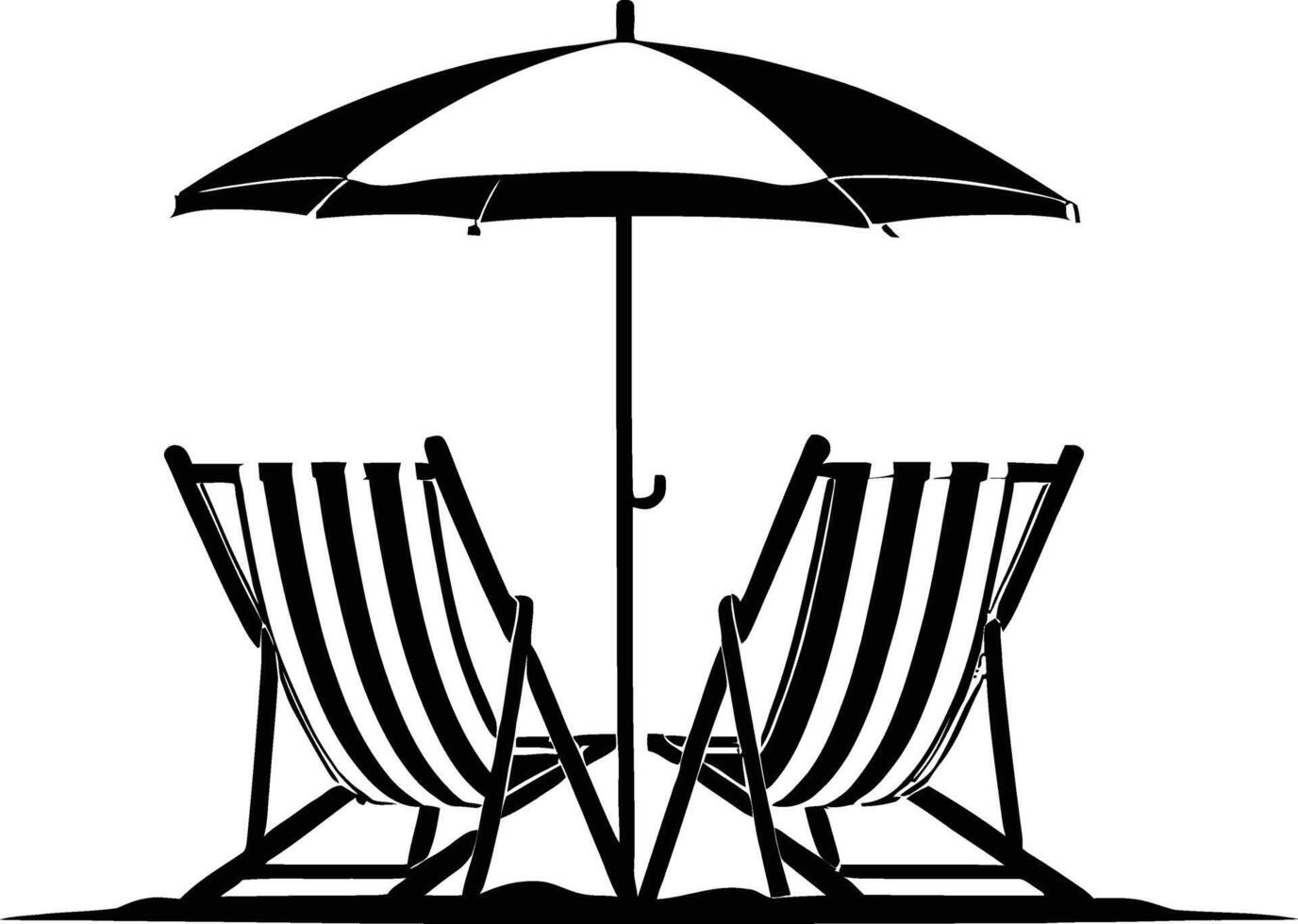 Black and white simple beach chair silhouette design vector