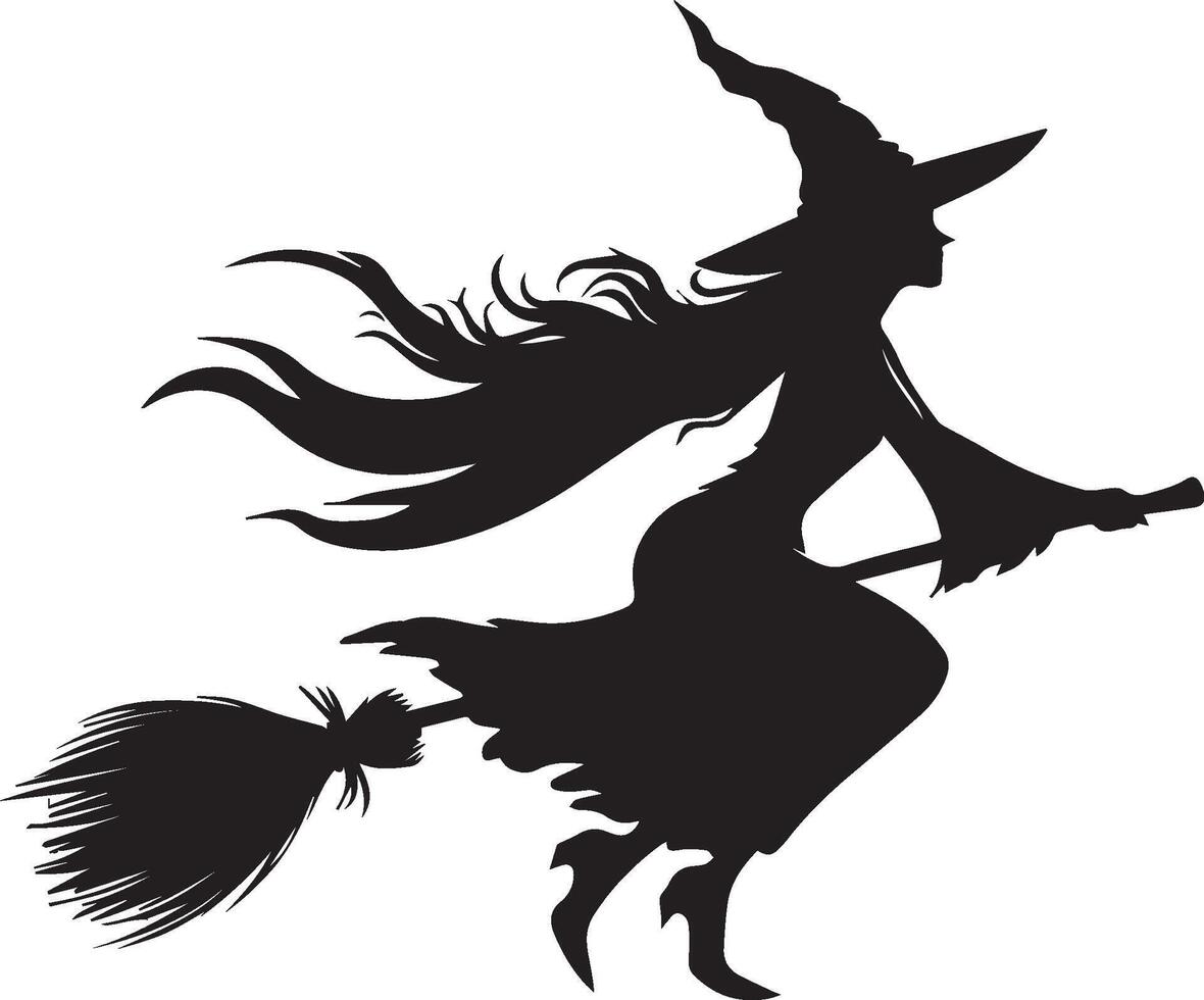Witch flying on broomstick vector
