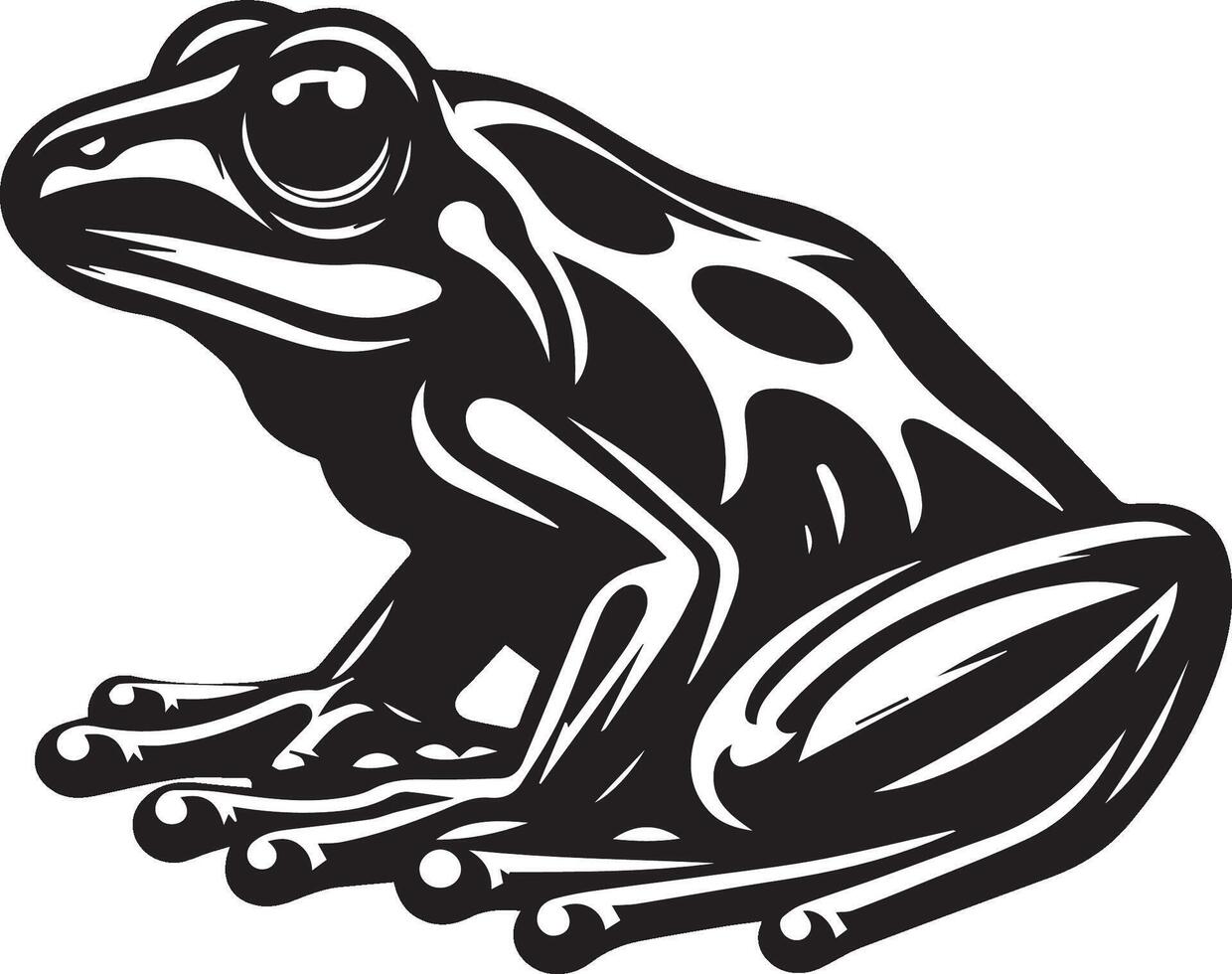 A black and white frog silhouette design vector