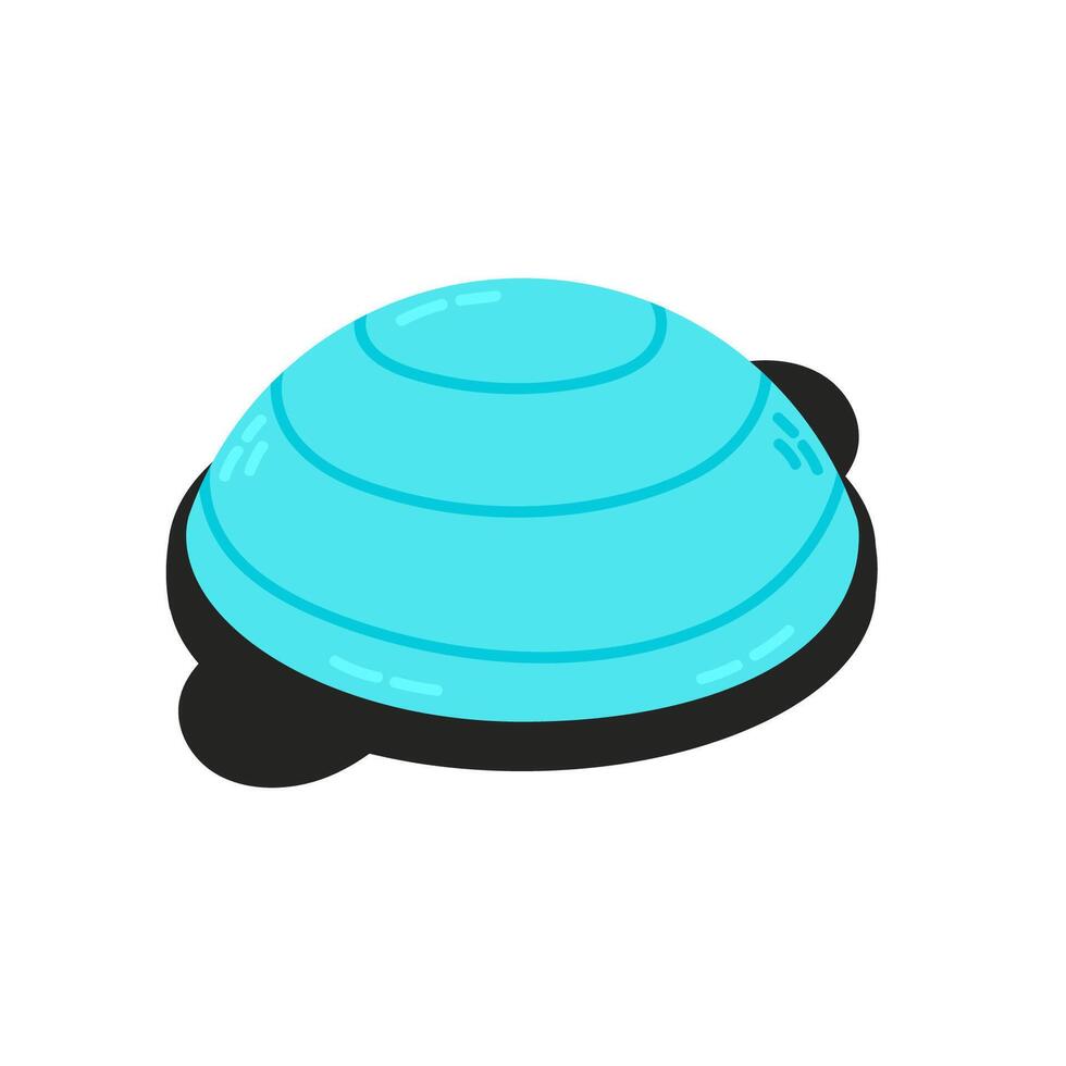 Blue BOSU ball balance trainer with black base for stability and strength training exercises vector