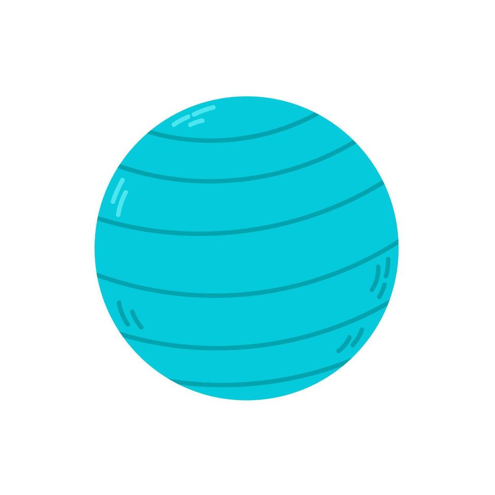 Inflatable blue stability ball for balance, core training, yoga and Pilates exercises vector