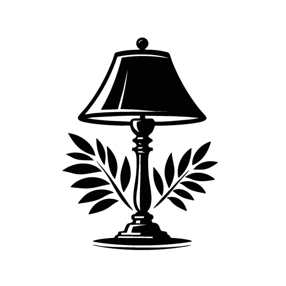 Lamp Shade With Leaves in Solid Black vector