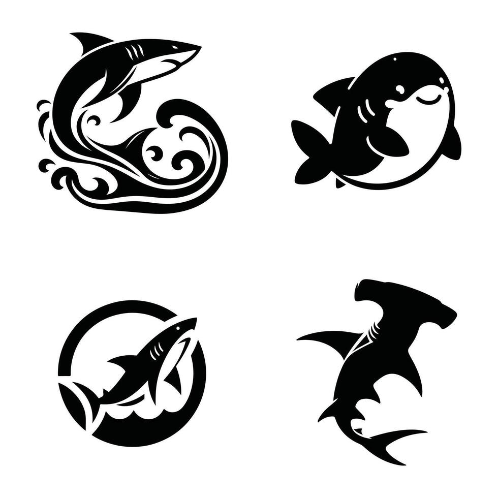 Shark Fish Silhouette Deep Sea Danger vector