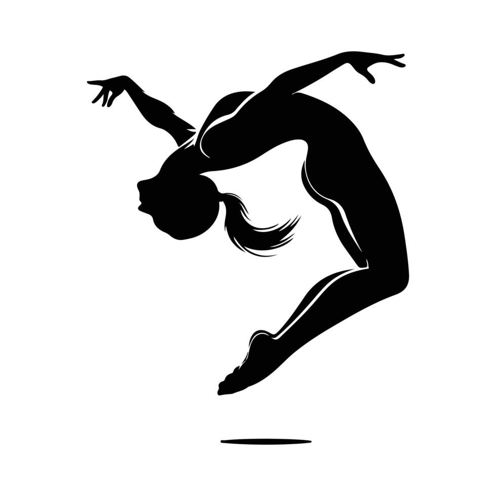 Black Gymnast Silhouette with Elegant Form vector