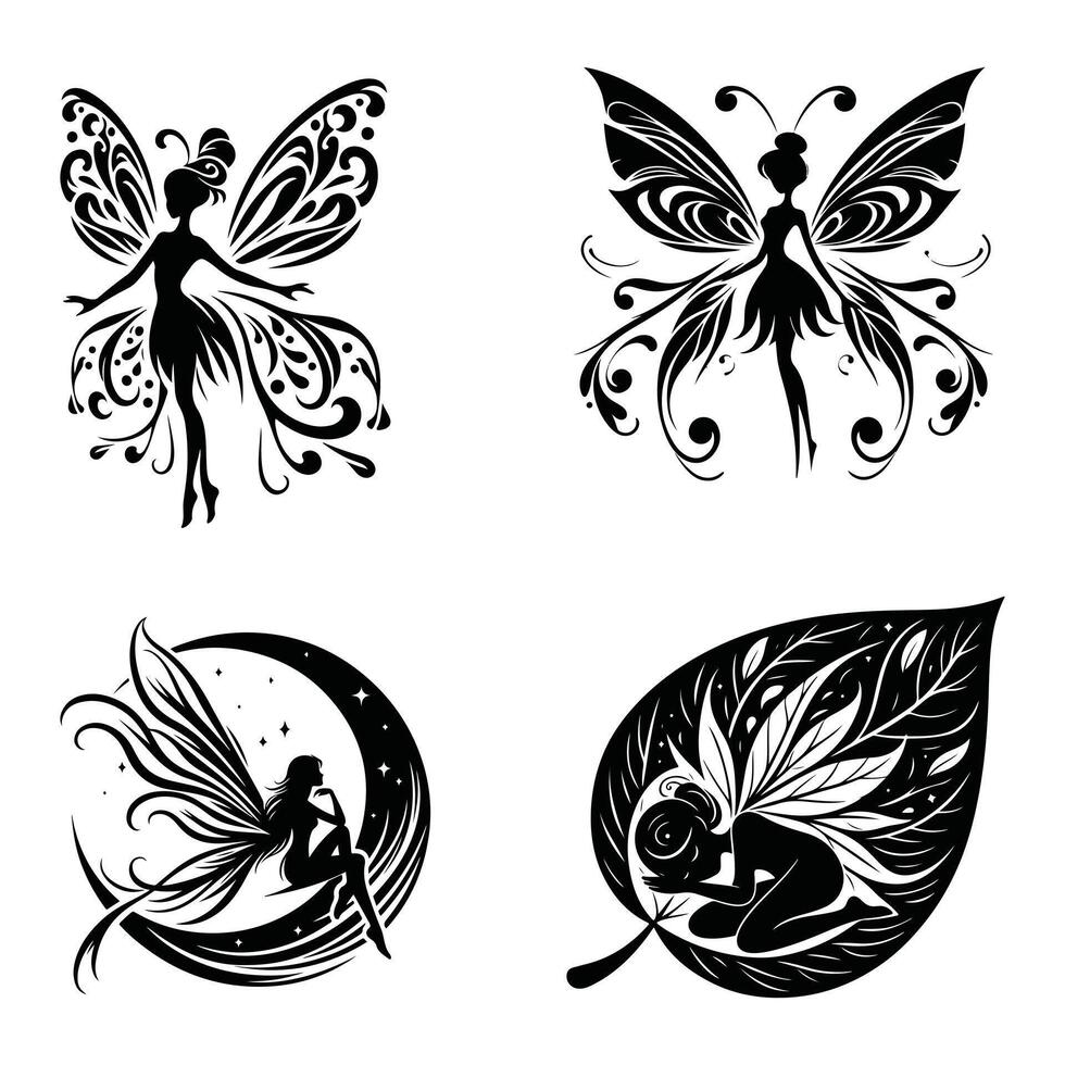 Whimsical Fairy Tale Silhouette Artwork vector