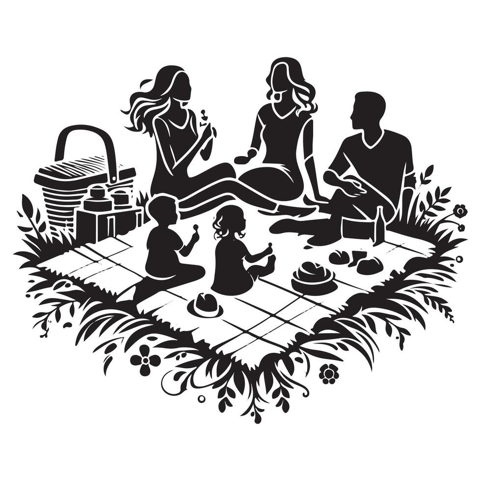 Silhouette of Family Love and Togetherness vector