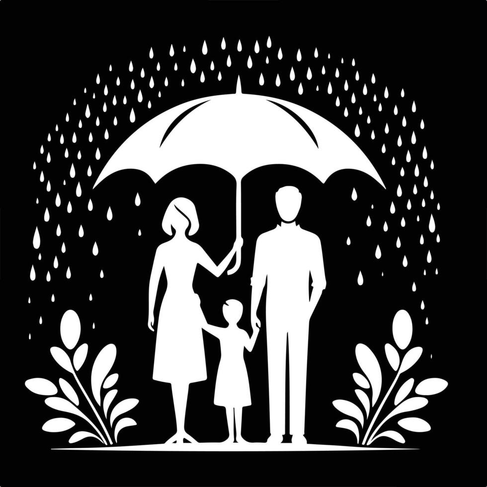 Family Life Scene Artistic Silhouette vector