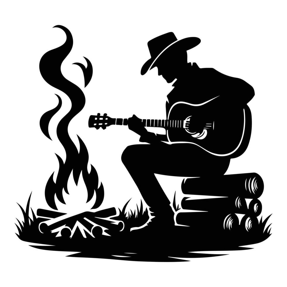 Rodeo Cowboy with Hat and Boots Silhouette vector