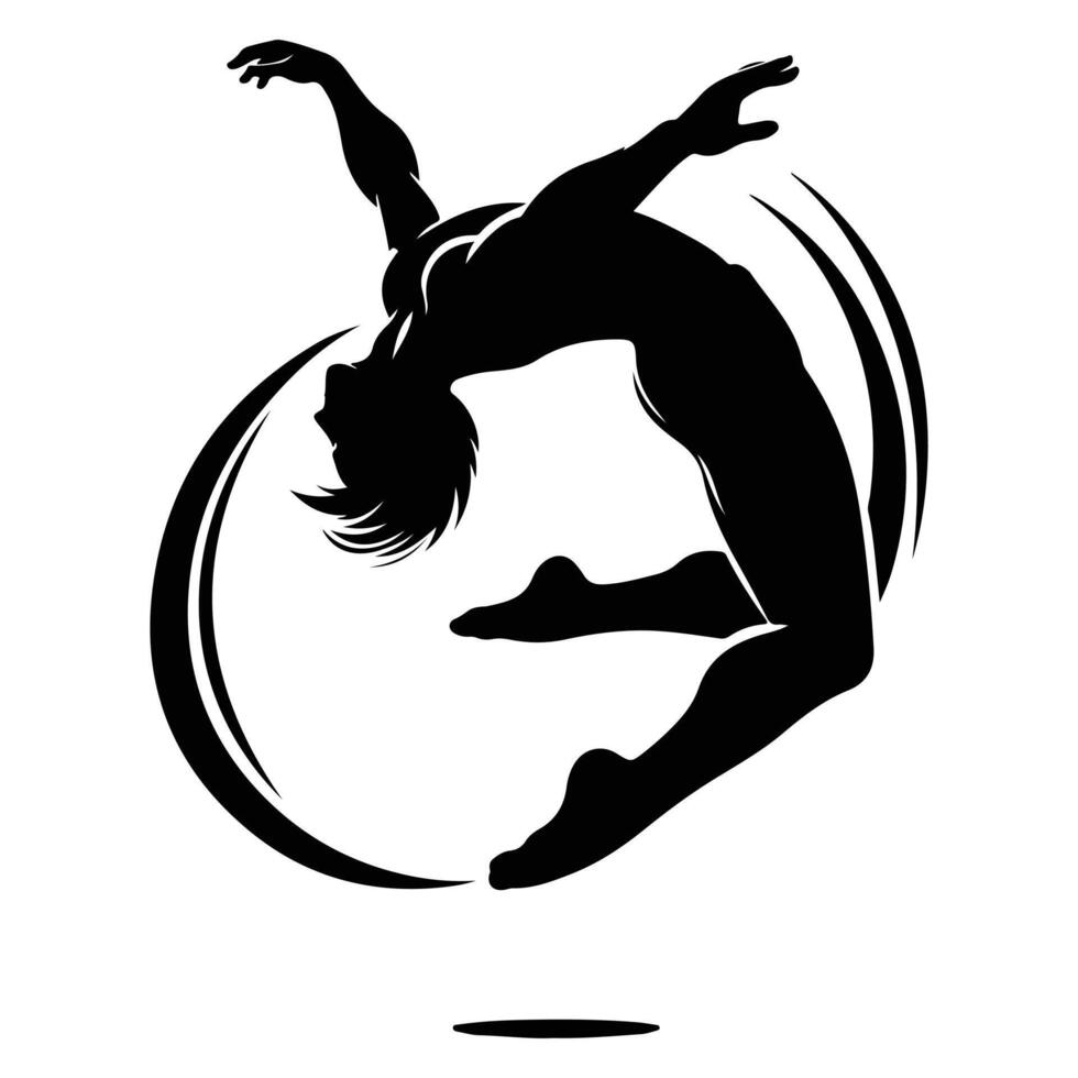Energetic Gymnast Silhouette with Strong Poses vector