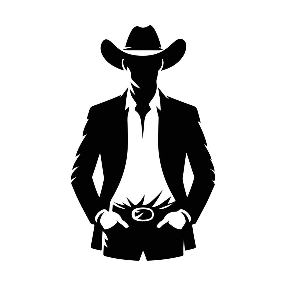 Ranch Life Cowboy Silhouette Illustration vector