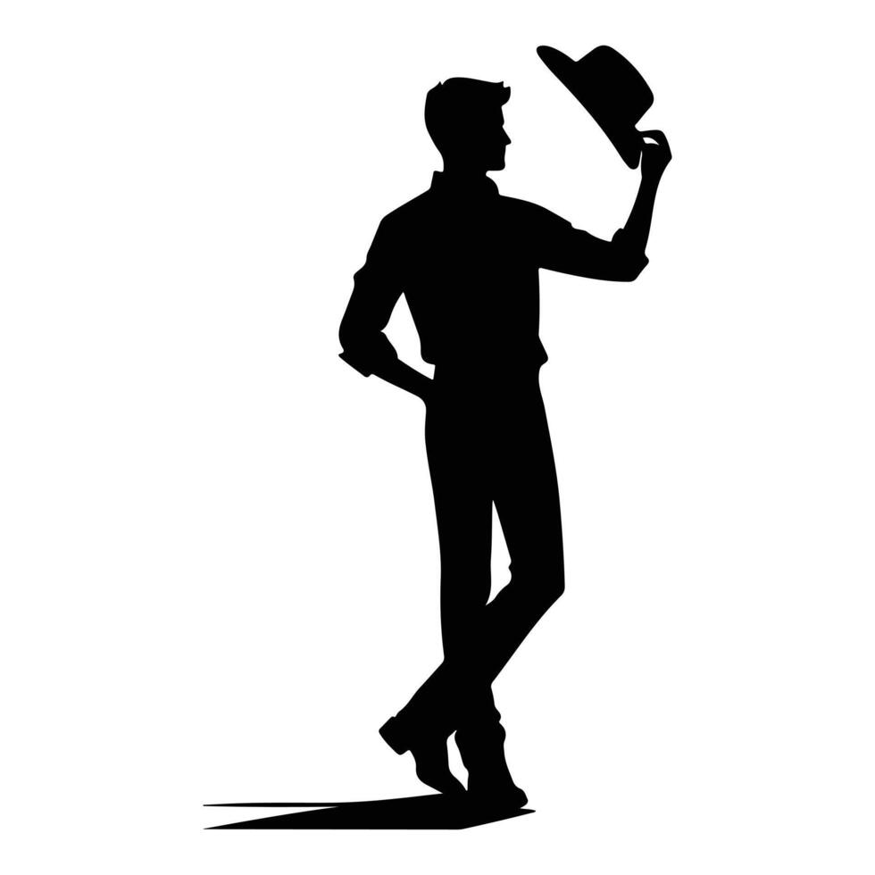 Outlaw Cowboy Silhouette Under Desert Sky vector