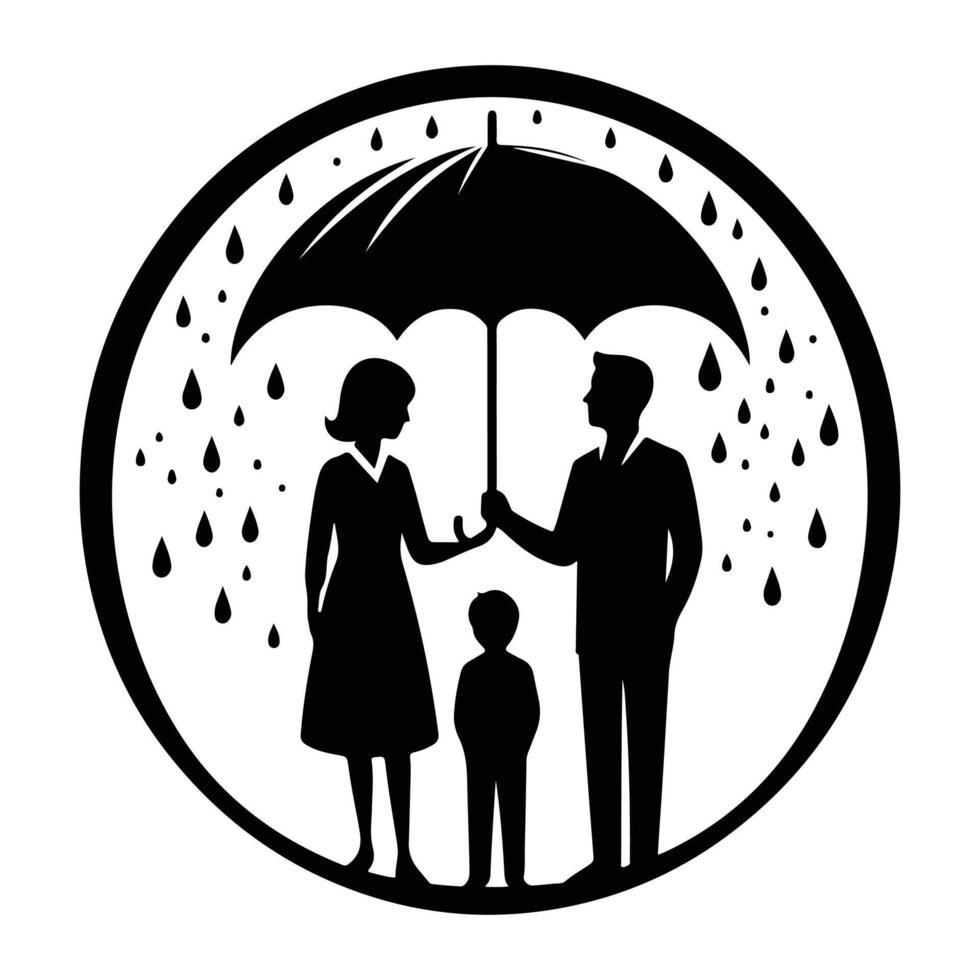 Happy Parents and Children Silhouette Art vector