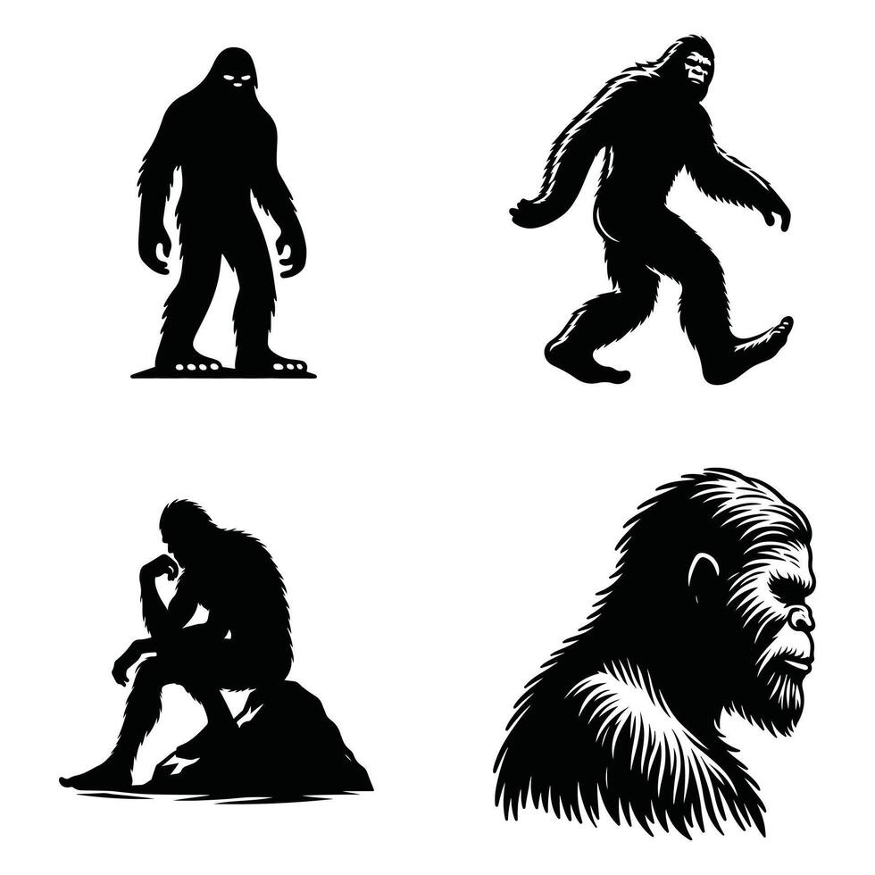 Silhouette of Mythical Hairy Creature vector