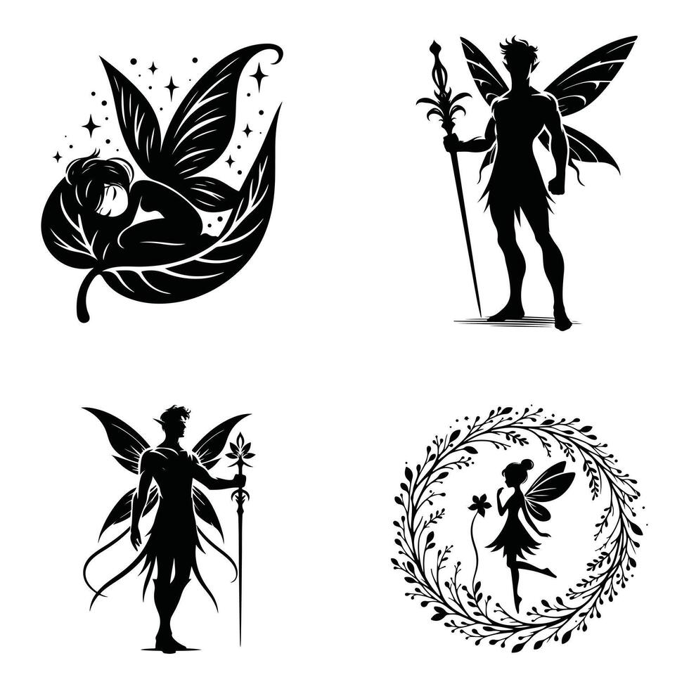 Enchanted Fairy Angel Silhouette in Flight vector