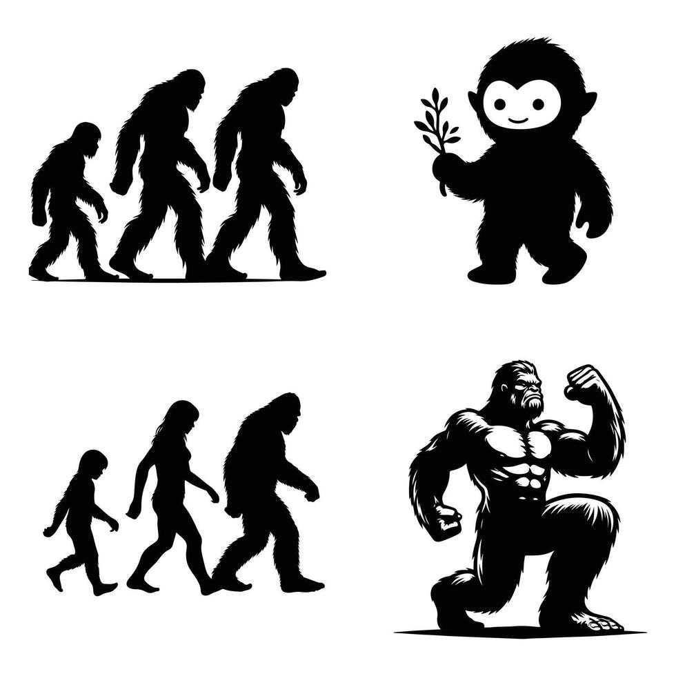 Elusive Forest Giant Silhouette Bigfoot Style vector