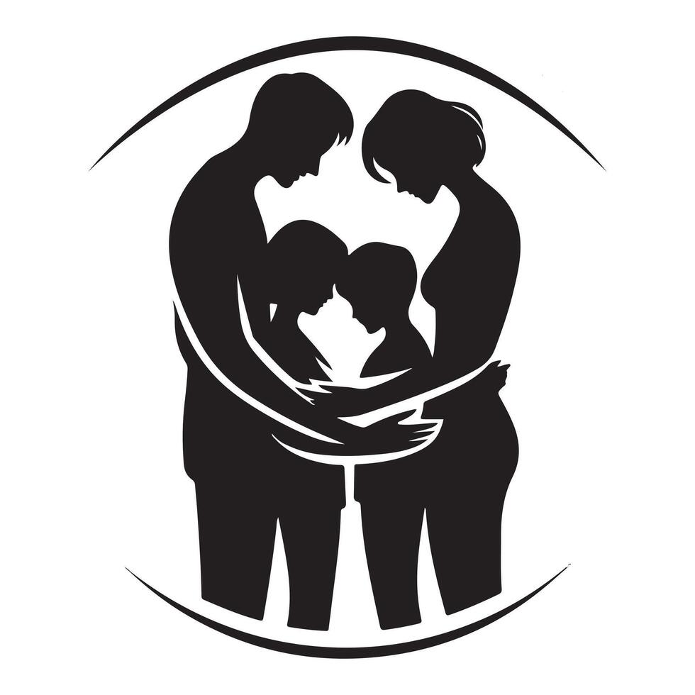 Silhouette of Family Standing Together vector