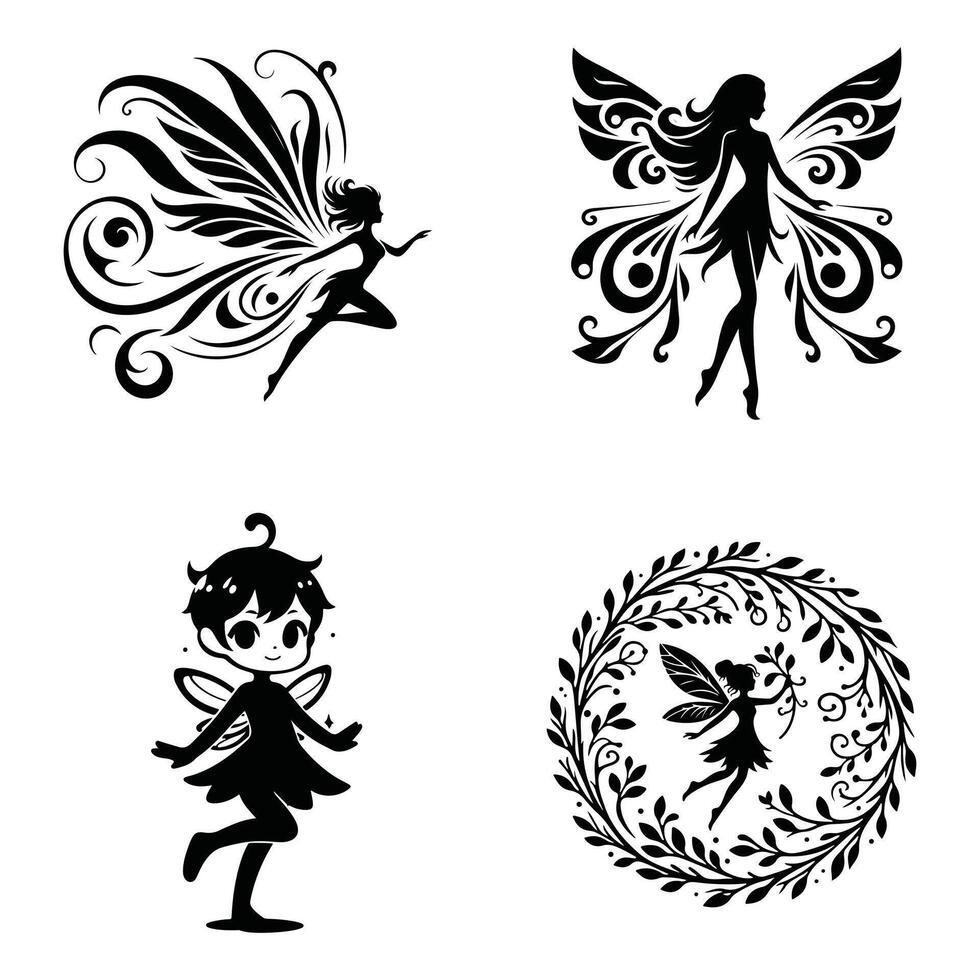 Dreamlike Fairy Angel Silhouette Design vector