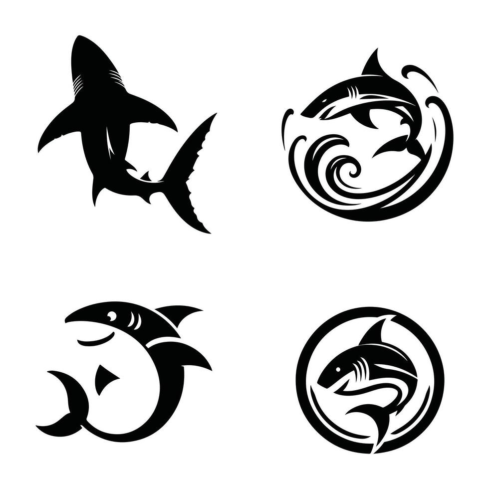 Great White Shark in Bold Silhouette Style vector