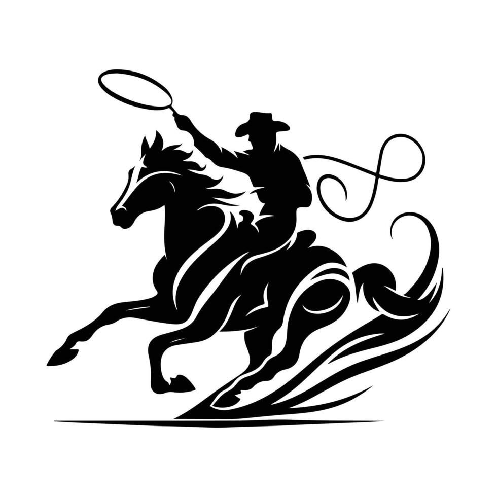 Western Rider Silhouette in Desert Landscape vector