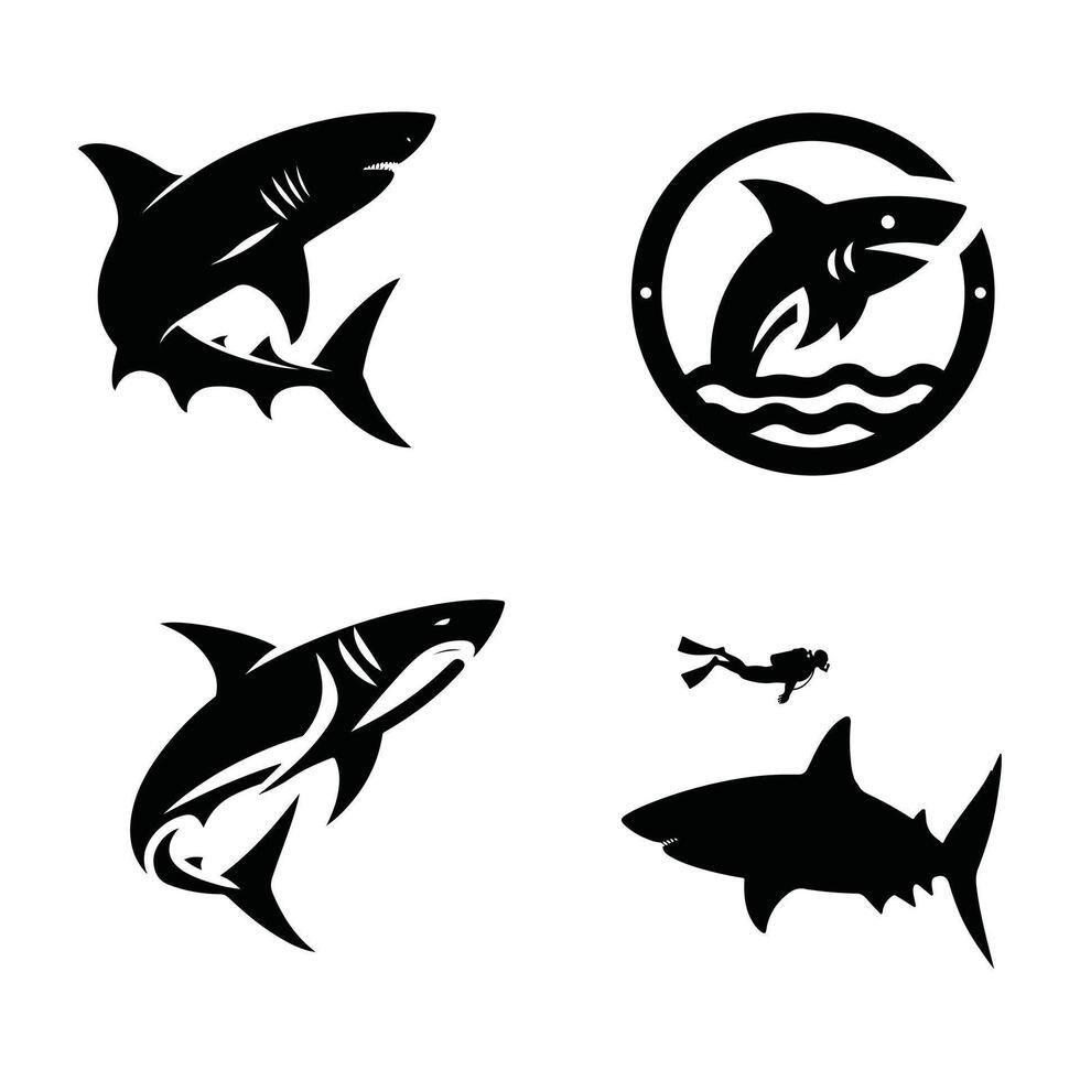 Shark in Motion Bold Silhouette Art vector
