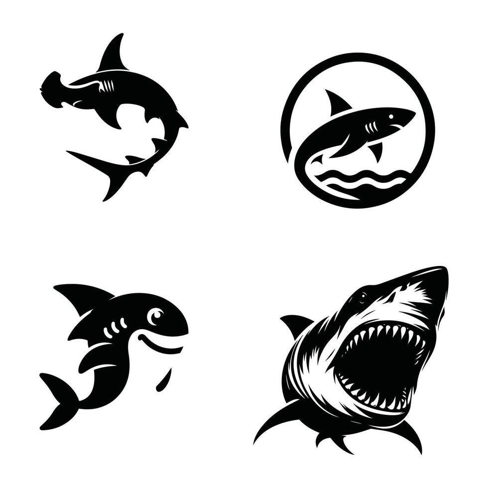 Fierce Ocean Predator Shark Silhouette Illustration vector