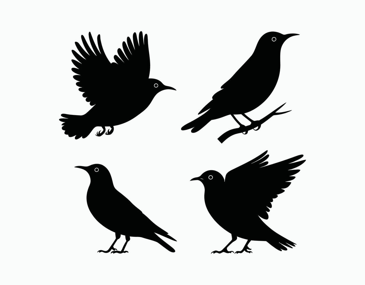Silhouette EPS Template Set of Common Starling vector