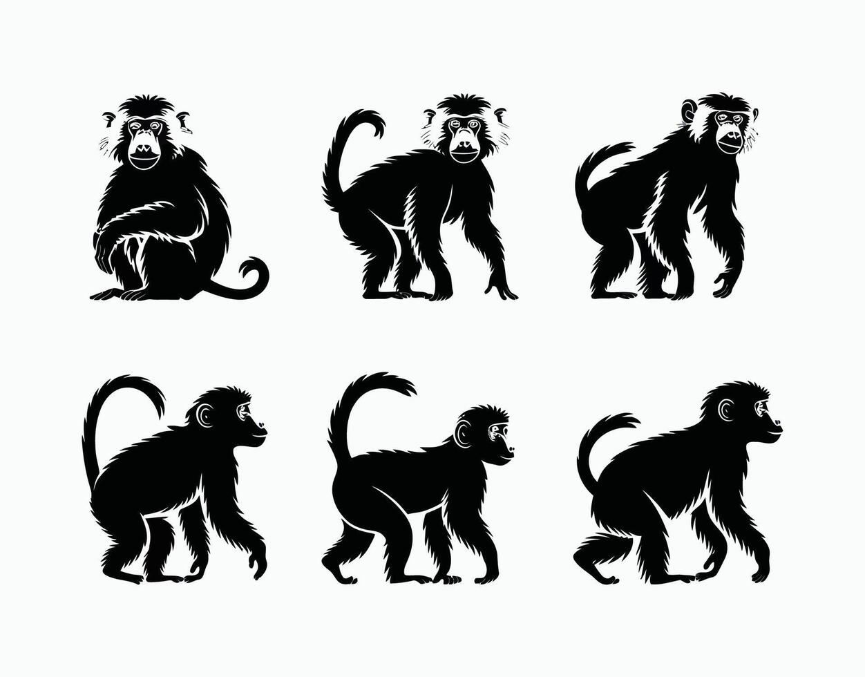 High Quality Baboon Silhouette EPS Template vector