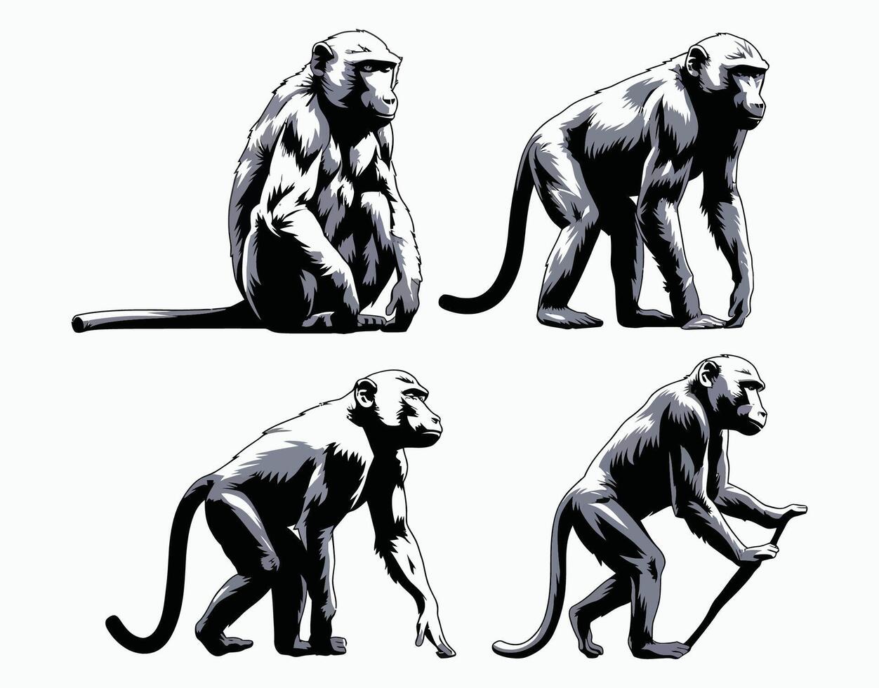 Abstract Baboon Silhouette EPS Template Illustration vector