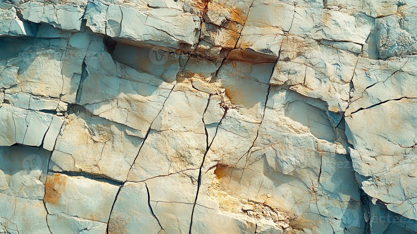 A close up of a rock wall with cracks photo