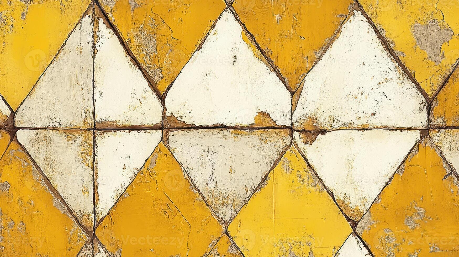 Yellow and white geometric pattern on a wall photo