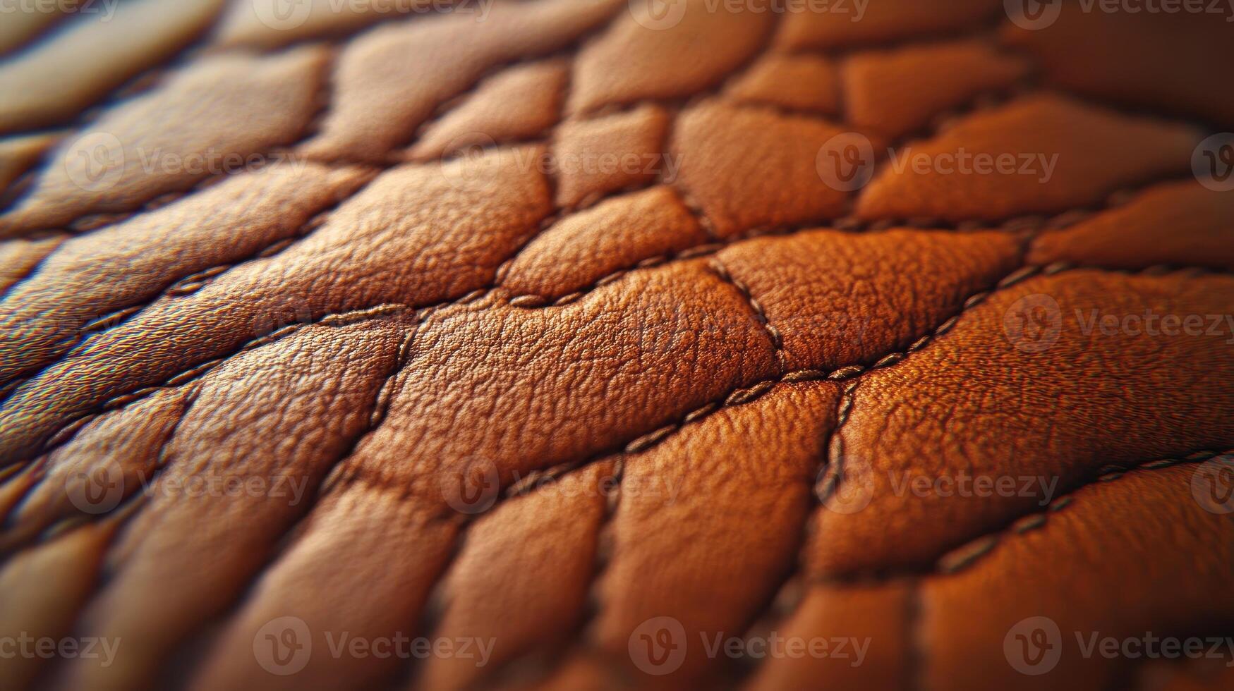 Close-up brown leather texture, stitched detail photo
