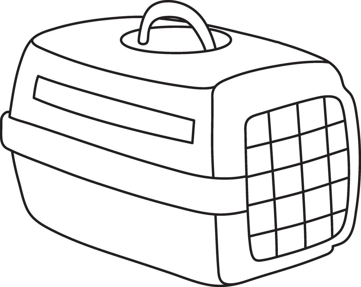 illustration, closed pet carrier, simple linear icons, doodle and sketch style, hand-drawn, isolated on a white background vector
