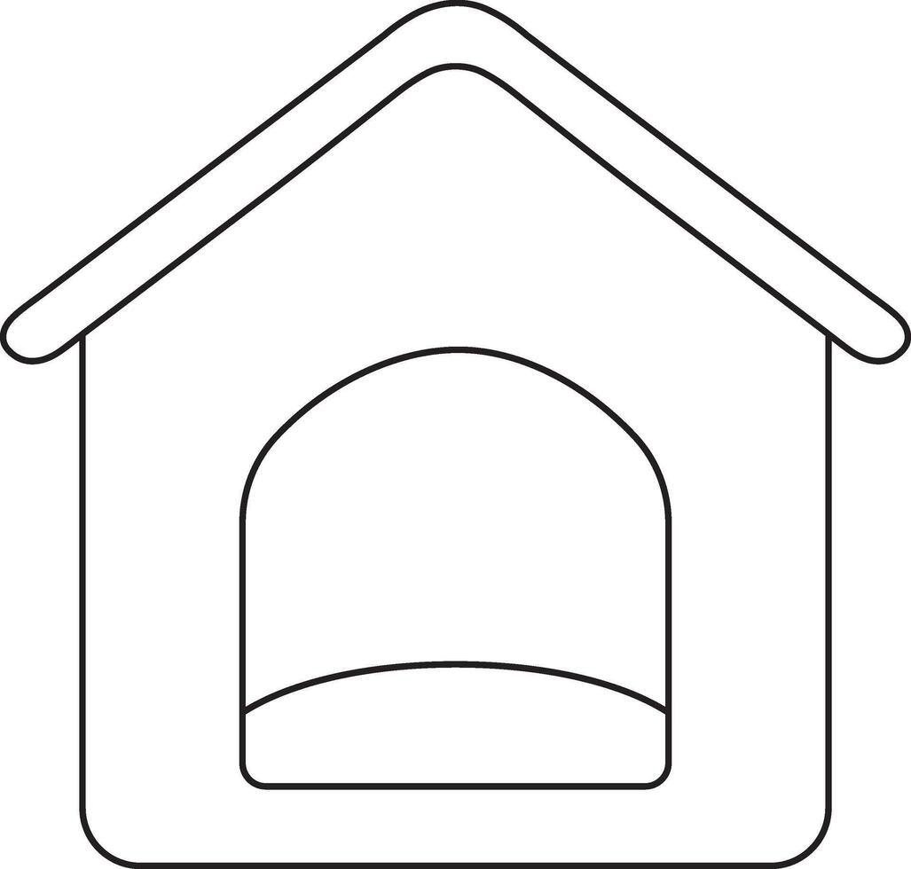illustration, kennel-shaped pet bed, simple linear icons, doodle style and hand-drawn sketch, isolated on a white background vector