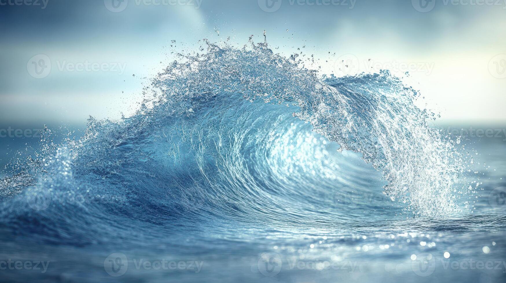 A large wave breaking on the ocean surface photo