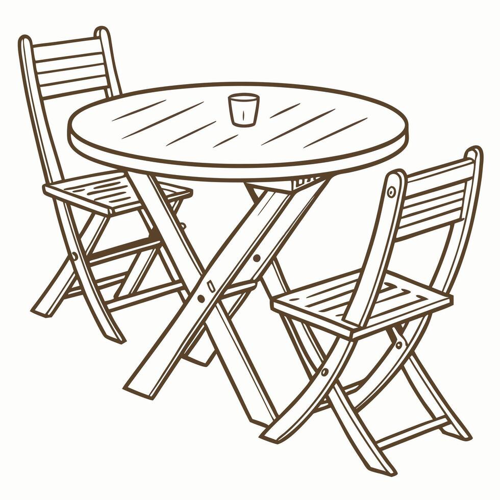 wonderful a drawing of a table and chairs vector
