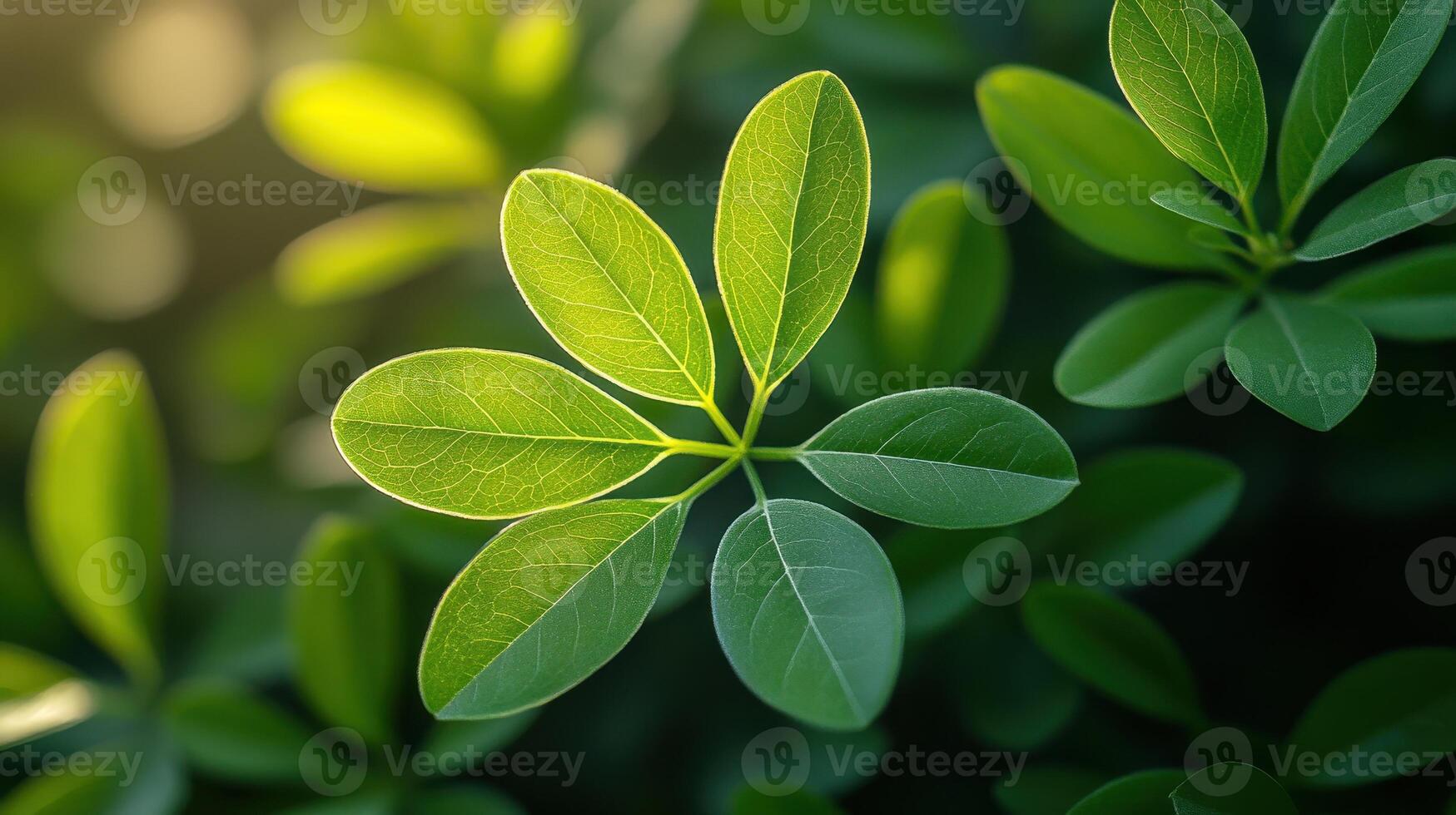 Sunlight on green leaves, garden backdrop, nature photography, website banner photo