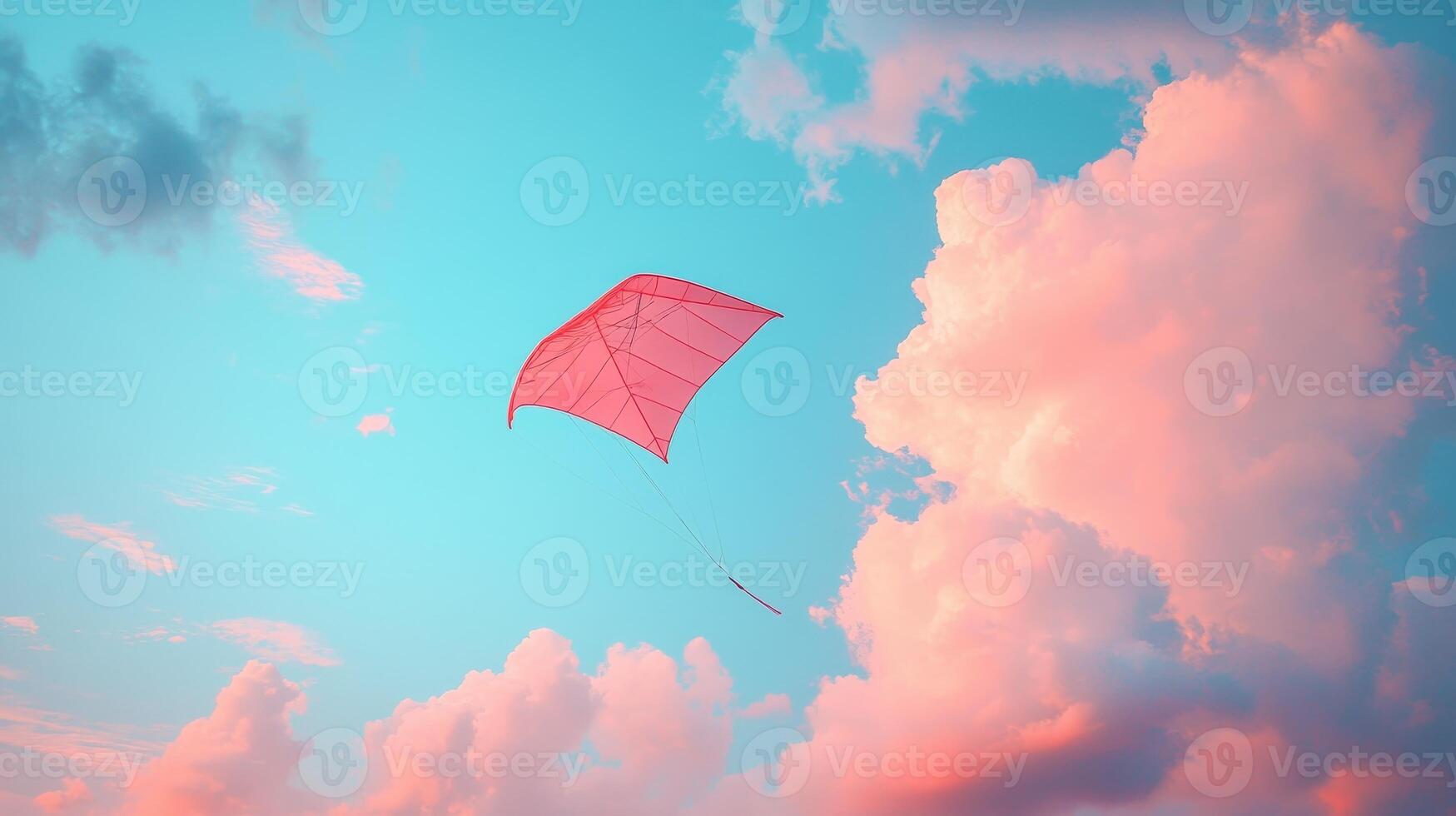A kite flying in the sky with clouds photo