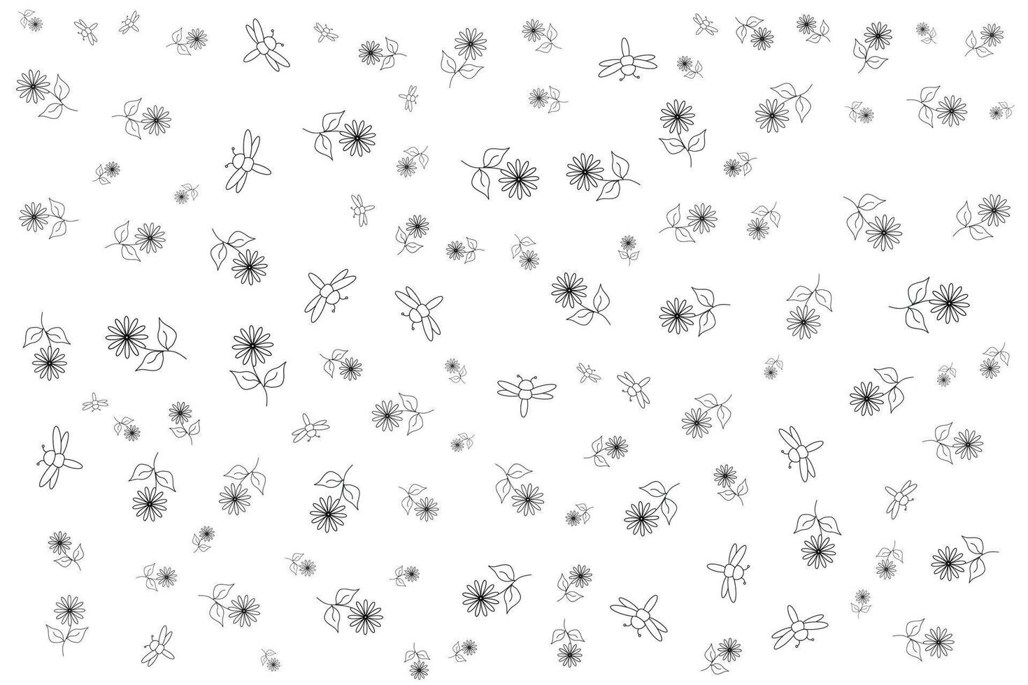 Floral design with black silhouette dragonfly vector
