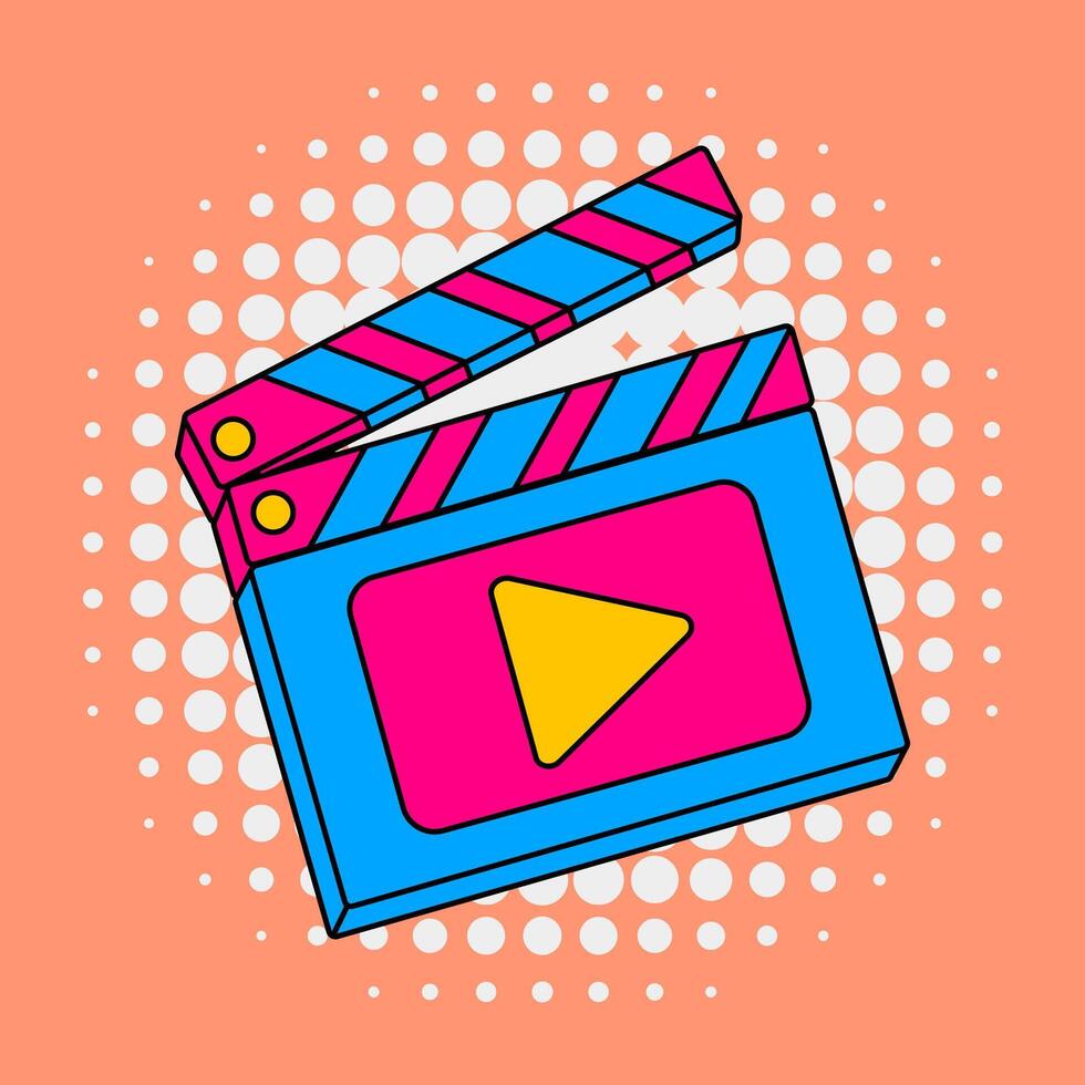 Colorful Retro Style Film Clapboard Icon vector