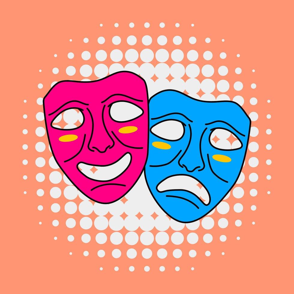 Theatrical Masks of Comedy and Tragedy vector