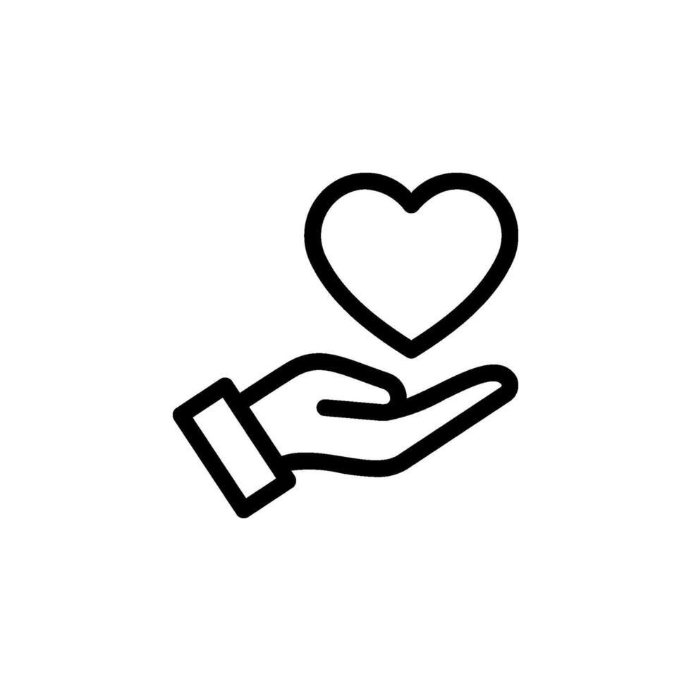 heart or love resting in open hand icon set. Represents themes of love, care, charity, donation, support, kindness, and healthcare. for illustrating concepts of giving back or spreading affection vector