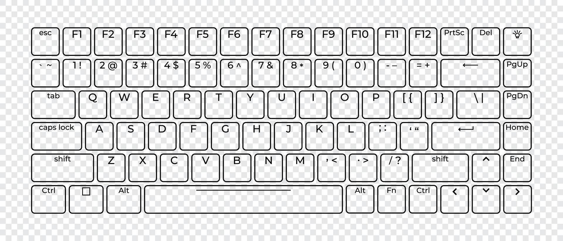 Computer keyboard button layout template with letters for graphic use. Modern computer keyboard. illustration.. vector